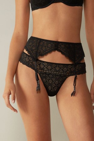 Intimissimi Blonder Garter Belt Lingeri Dame Sort | DK4164OR