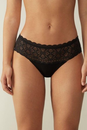 Intimissimi Blonder and Bomulds High Rise Trusser Dame Sort | DK3624RW