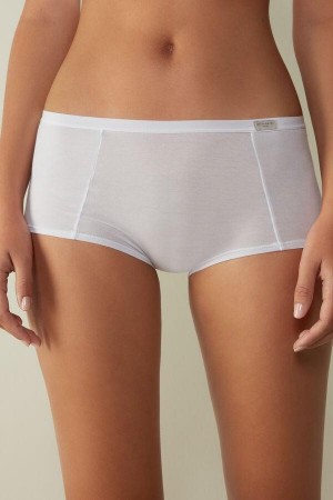 Intimissimi Bomulds Boyshorts Trusser Dame Hvide | DK3715HK