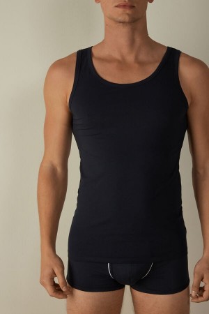 Intimissimi Crew Neck Tank Top Herre Blå | DK3025DN