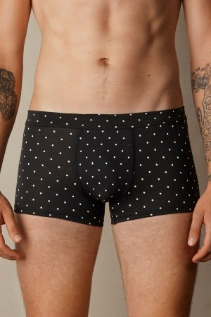 Intimissimi Dotted in Stretch Supima® Bomulds Boxer Herre Sort | DK3455HK