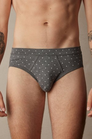 Intimissimi Dotted in Stretch Supima® Bomulds Trusser Herre Dyb Grå | DK3339PQ