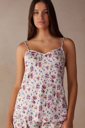 Intimissimi Dreaming of Spring Satin Tank Top Dame Hvide | DK4305NB