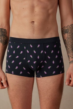 Intimissimi Eggplant in Stretch Supima® Bomulds Boxer Herre Blå | DK3418WY