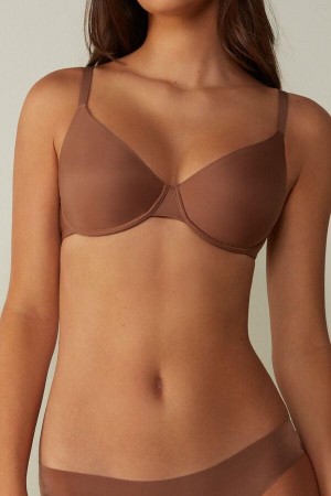 Intimissimi Francesca Ultralight Microfiber Balconette BH Dame Mørkebeige | DK4455TV