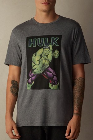 Intimissimi Hulk Print T Shirts Herre Dyb Grå | DK3060TV