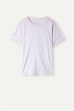 Intimissimi Iris and Apricot Kort Sleeve Supima® Ultrafresh Bomulds Top Pyjamas Dame Lilla | DK3972LH