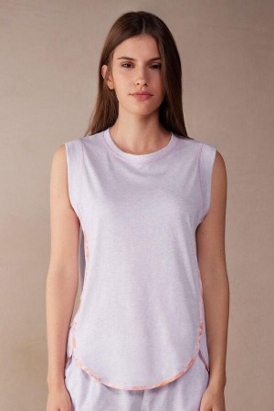 Intimissimi Iris and Apricot Ultrafresh Supima® Bomulds Tank Top Pyjamas Dame Lilla | DK3973KI