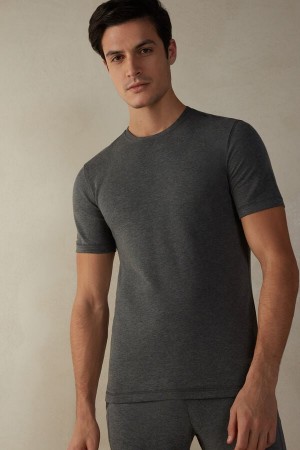 Intimissimi Kort-Sleeve Modal-Cashmere T Shirts Herre Dyb Grå | DK3054AP