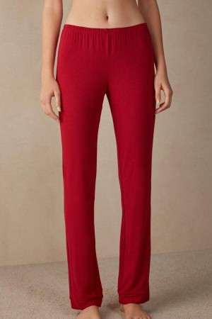 Intimissimi Long Micromodal Trousers Pyjamas Dame Rød | DK4042WY