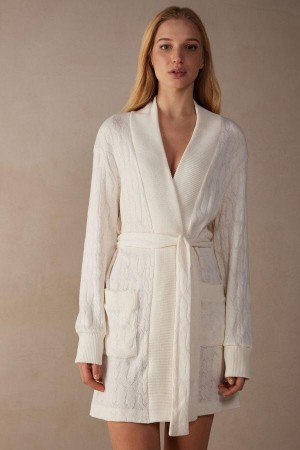 Intimissimi Lost in Fields Braided Robe Pyjamas Dame Hvide | DK3859WY