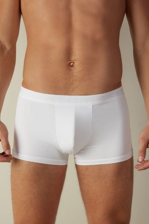 Intimissimi Microfiber Logo Shorts Boxer Herre Hvide | DK3471QZ