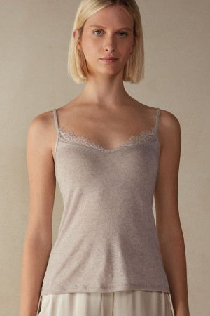 Intimissimi Modal Ultralight Cashmere Blend with Blonder Tank Top Dame Beige | DK4328QZ