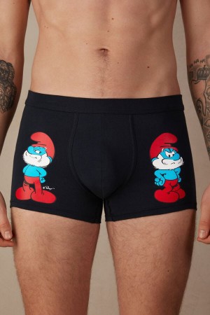 Intimissimi Papa Smurf in Stretch Supima® Bomulds Boxer Herre Blå | DK3410PQ