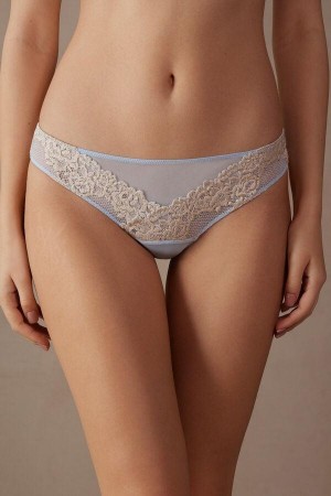 Intimissimi Pretty Flowers Brazilian Trusser Dame Blå Hvide | DK3588DN