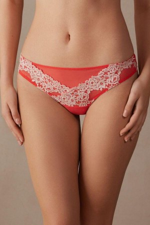 Intimissimi Pretty Flowers Brazilian Trusser Dame Dyb Rød Hvide | DK3587FM