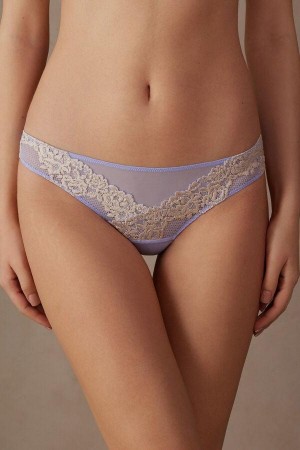 Intimissimi Pretty Flowers Brazilian Trusser Dame Lavendel Hvide | DK3583AP