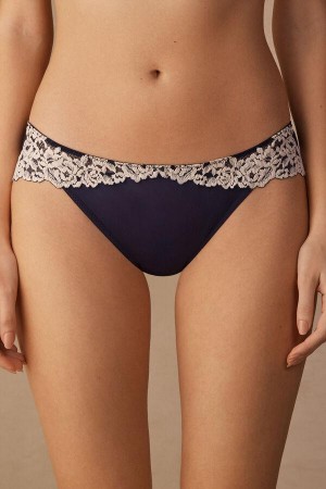 Intimissimi Pretty Flowers Trusser Dame Dyb Blå Lysegul | DK3641SO