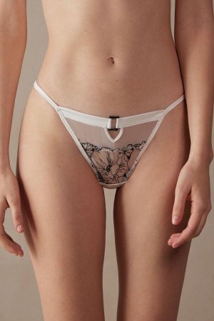 Intimissimi Pure Joy String Thong Trusser Dame Hvide Sort | DK3814XF