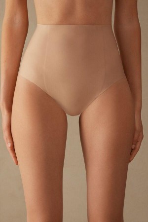 Intimissimi Raw-Cut Microfiber French Knickers Trusser Dame Beige | DK3732MA