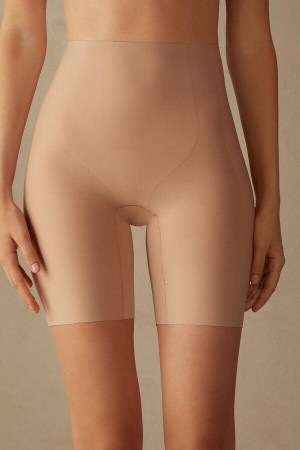 Intimissimi Raw-Cut Microfiber Shorts Trusser Dame Beige | DK3731QZ