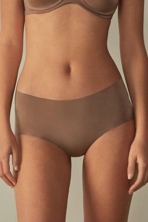 Intimissimi Seamless Microfiber Hipster Trusser Dame Mørkebeige | DK3728RW