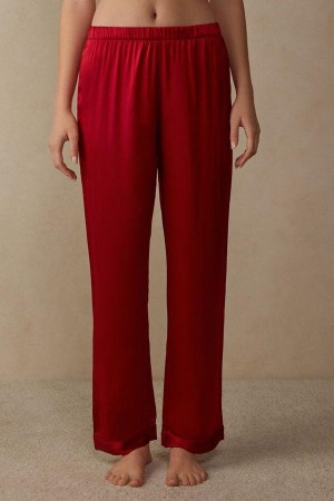 Intimissimi Silk Satin Pants Pyjamas Dame Rød | DK3982PQ