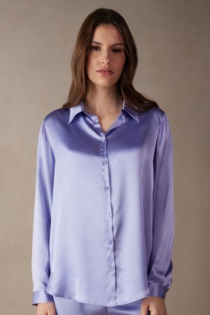 Intimissimi Silk Shirt Lange Ærmer Dame Lavendel | DK4222EX