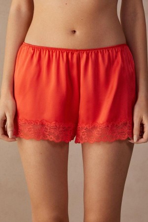 Intimissimi Silk Shorts Pyjamas Dame Dyb Rød | DK4079HK