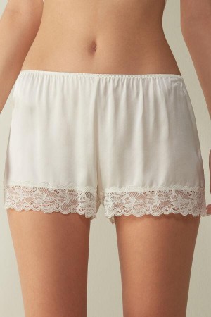 Intimissimi Silk Shorts Pyjamas Dame Hvide | DK4052PQ