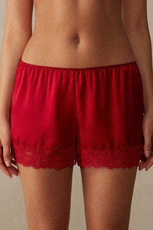 Intimissimi Silk Shorts Pyjamas Dame Rød | DK4049DN