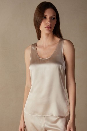 Intimissimi Silk and Modal Tank Top Dame Lyserød | DK4338JJ