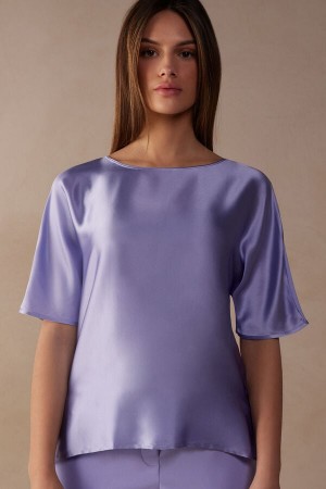 Intimissimi Silk and Modal Top Short Sleeve Dame Lavendel | DK4194YU