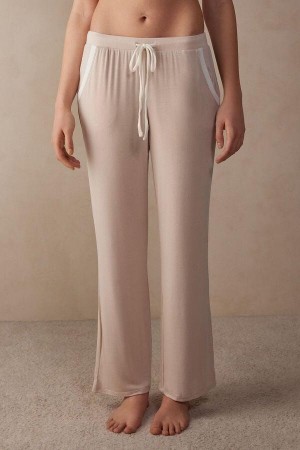 Intimissimi Simple Elegance Full Length Pants in Modal Pyjamas Dame Lyserød Hvide | DK4013RW