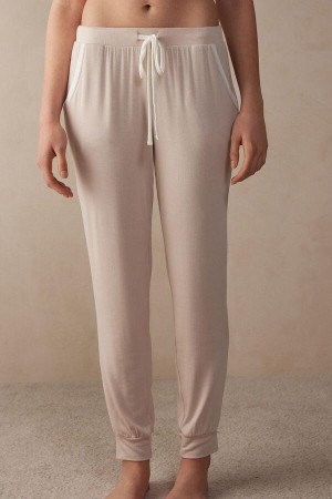 Intimissimi Simple Elegance Full Length Jogger Pants in Modal Pyjamas Dame Lyserød Hvide | DK4012TV