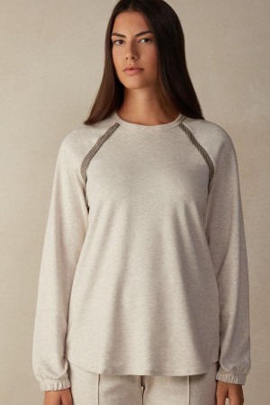 Intimissimi Slow and Cozy Long Sleeve Top in Warm Bomulds Pyjamas Dame Beige | DK3891GL