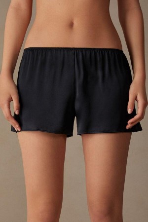 Intimissimi Smooth Silk-Satin Shorts Pyjamas Dame Sort | DK4053HK