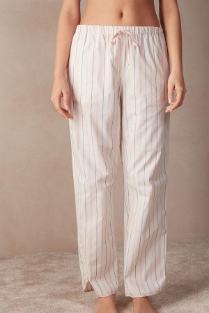 Intimissimi Soft Spring Full Length Bomulds Cloth Pants Pyjamas Dame Beige Lyserød Striber | DK4024LH