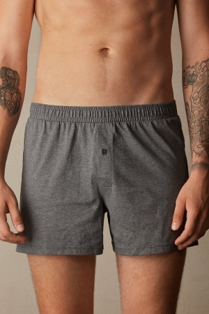 Intimissimi Solid Color Bomulds Jersey Relaxed Fit Boxer Herre Dyb Grå | DK3453KI