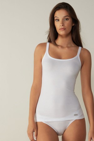 Intimissimi Spaghetti Páskové in Bomulds Tank Top Dame Hvide | DK4398PQ