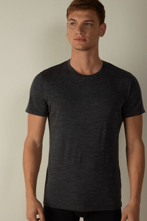 Intimissimi Stretch Merino Uld Kort-Sleeve T Shirts Herre Grå | DK3057IS