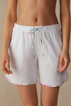 Intimissimi Summer Garden Shorts in Supima® Ultrafresh Bomulds Pyjamas Dame Hvide | DK4069MA