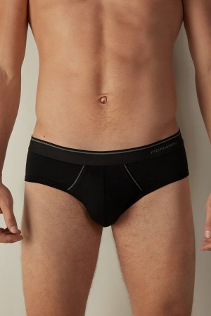 Intimissimi Supima Bomulds with Visible Elastic Trusser Herre Sort Dyb Grå | DK3374LH