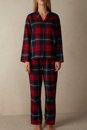 Intimissimi Tartan Love Brushed Fabric Pyjamas Dame Rød | DK3825AP