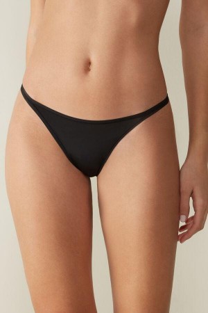 Intimissimi Thong with Ultralight Microfiber Straps Trusser Dame Sort | DK3761CE