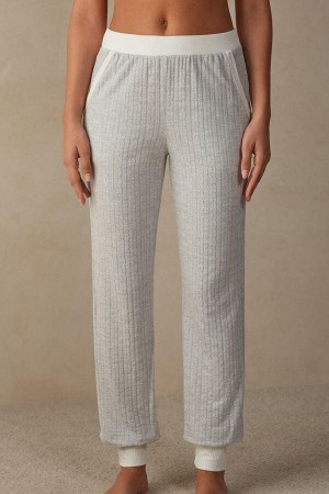 Intimissimi Timeless Heritage Full Length Cuffed Pants Pyjamas Dame Grå Hvide | DK4003FM