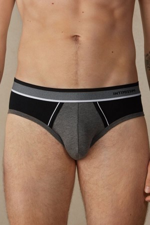 Intimissimi Two-Tone Stretch Supima® Bomulds Trusser Herre Dyb Grå Sort | DK3369BC