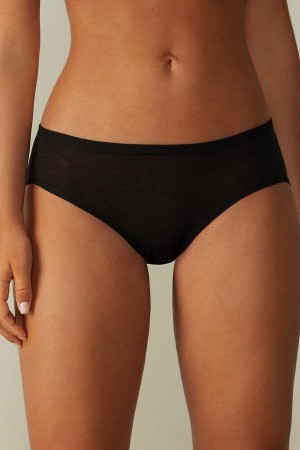 Intimissimi Ultralight Supima® Bomulds Briefs Trusser Dame Sort | DK3603BC