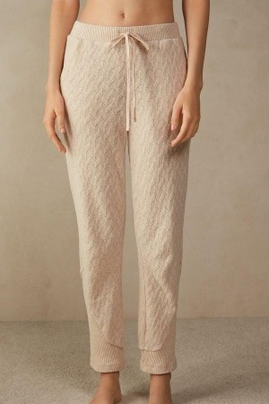 Intimissimi Vinter Braid Full Length Cuffed Pants Pyjamas Dame Beige | DK3992MA