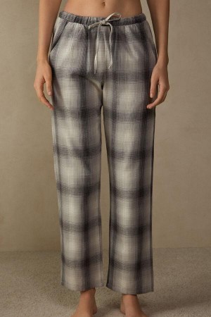 Intimissimi Warm Cuddles Pants in Brushed Cloth Pyjamas Dame Grå Hvide | DK3991QZ